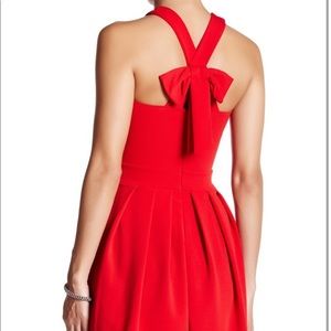 Just Me Red Pleated Bow Dress